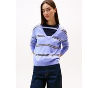 Tommy Jeans Damen Pullover Essential mit V-Ausschnitt, Violett (Vintage Iris/Stripe), XS