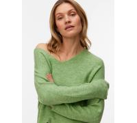 V-Ausschnitt-Pullover VERO MODA "VMCREWLEFILE LS V-NECK BLOUSE NOOS", Damen, Gr. XL, mistletoe detail:melange, Strick, Obermaterial: 70% Polyacryl, 27% Nylon, 3% Elasthan, meliert, regular fit hüftlan