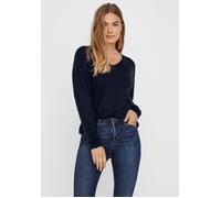V-Ausschnitt-Pullover VERO MODA "VMCREWLEFILE LS V-NECK BLOUSE NOOS", Damen, Gr. XS, blau (navy blazer melange), Strick, Obermaterial: 70% Polyacryl, 27% Nylon, 3% Elasthan, meliert, regular fit hüftl