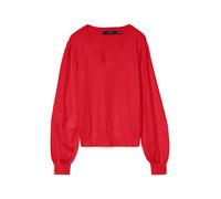 V-Ausschnitt-Pullover VERO MODA "VMHOLLYKARIS LS V-NECK PULLOVER GA BOO", Damen, Gr. S, gold (ribbon rot detail:with gold buttons), Strick, Obermaterial: 50% Viskose, 28% Polyester, 22% Nylon, unifarb