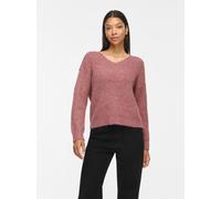 V-Ausschnitt-Pullover VILA "VILAMPE V-NECK L/S KNIT TOP-NOOS", Damen, Gr. S, rosa (nostalgia rose detail:melange), Strick, Obermaterial: 70% Polyester, 21% Nylon, 8% Wolle, 1% Elasthan, meliert, regul