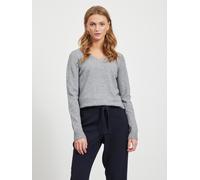 V-Ausschnitt-Pullover VILA "VIRIL V-NECK L/S KNIT TOP - NOOS" Gr. XS (34), grau (medium grey melange) Damen Pullover (62602959-XS) medium grey melange