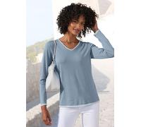VIVANCE V-Ausschnitt-Pullover Damen blau-hellblau Gr.44/46