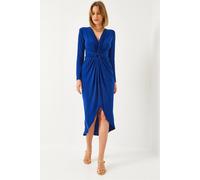 V-Ausschnitt Raffung Midi-Kleid