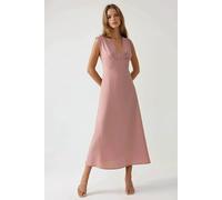 V-Ausschnitt Soft-Touch Midi-Kleid 2XS