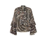 Chiffonbluse VERA MONT "Damen mit Volant", Damen, Gr. 36, braun, braun, Chiffon, Obermaterial: 100% Polyester; Futter: 100% Polyester, loose fit normal, V-Ausschnitt, Blusen Chiffonbluse (77383729-36)