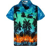 V.H.O. Funky Hawaii-Hemd, Herren, Kurzarm, Beach, Eclectic-Türkis, M