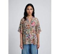 Kurzarmbluse SMITH & SOUL, Damen, Gr. XXL, beige print, Web, Obermaterial: 100% Viskose, bedruckt, gemustert, hüftbedeckend, V-Ausschnitt, abgesteppt, Blusen, mit Allover-Print (20221623-XXL) beige pr