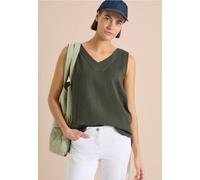 Blusentop CECIL, Damen, Gr. XL (44), khaki, Web, 100% Baumwolle, unifarben, normal normal, V-Ausschnitt, abgesteppt, Blusen Blusentop, mit femininem V-Ausschnitt (63794560-XL) khaki
