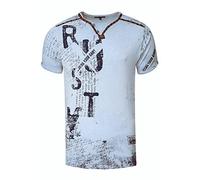T-Shirt RUSTY NEAL, Herren, Gr. L, blau, 100% Baumwolle, bedruckt, normal, Rundhals, Shirts, im Used-Look (12137804-L) blau
