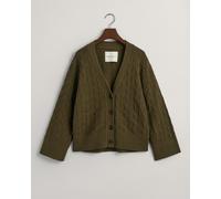 V-Neck Strickjacke mit Fischgrätmuster Blau M