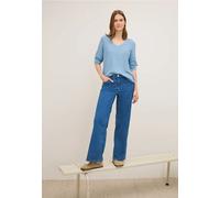Cecil Damen Strickpullover V-Ausschnitt, meliert, 3/4-Arm, 60% Baumwolle/40% Viskose, Blau L