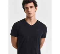 GANT Herren T-Shirt V-Ausschnitt 2er-Pack – Regular Fit, kurzarm, Schwarz, Gr. L