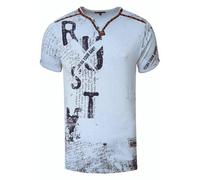 T-Shirt RUSTY NEAL, Herren, Gr. L, blau, 100% Baumwolle, bedruckt, normal, Rundhals, Shirts, im Used-Look (12137804-L) blau