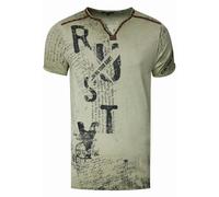 V-Neck T-Shirt mit Wildleder-Details und Nieten-Verlauf XL