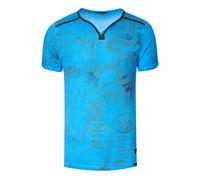 T-Shirt RUSTY NEAL, Herren, Gr. XL, blau, 100% Baumwolle, unifarben, normal, Rundhals, Kurzarm, Shirts, mit Allover-Druck (24776208-XL) blau