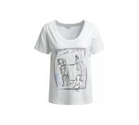 Milano Italy - v-neck t-shirt w/ AW 1/4 sleeve offwhite - Gr. - M