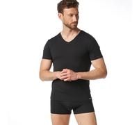 Bruno Banani Herren T-Shirt - Oberteil, Shirt, Check Line 2.0, Polyamid, V-Neck, Logo, einfarbig Schwarz S