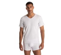 V-Shirt BRUNO BANANI "FINE RIB", Herren, Gr. XXL, weiß, Feinripp, Obermaterial: 96% Baumwolle, 4% Elasthan, unifarben, Basic hüftbedeckend, V-Ausschnitt, Shirts, Feinripp, Kurzarm, V-Neck, Cotton-Mix 