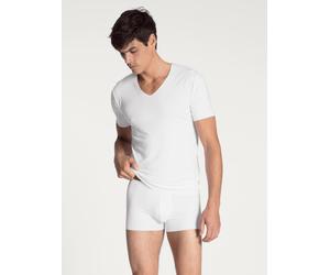 V-Shirt CALIDA "Clean Line", Damen, Gr. XL (56), weiß, Interlock, Obermaterial: 92% Modal (TENCEL™), 8% Elasthan, unifarben, Basic hüftbedeckend, V-Ausschnitt, Shirts, V-Neck, elastisch, Interlock-Qua