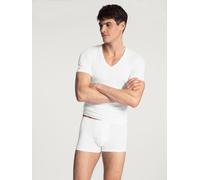 V-Shirt CALIDA "Evolution", Herren, Gr. L (52/54), weiß, Interlock, Obermaterial: 94% Baumwolle, 6% Elasthan, unifarben, Basic, Basic schmal hüftbedeckend, V-Ausschnitt, Shirts, mit tiefem V-Ausschnit