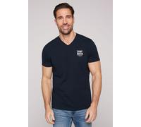 Camp David Herren Basic T-Shirt V-Neck mit Logo Print Blue Navy M