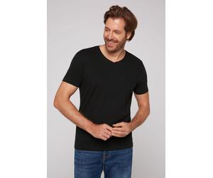 V-Shirt CAMP DAVID, Herren, Gr. S, schwarz, Single Jersey, Material: 100% Baumwolle, unifarben, regular fit normal, V-Ausschnitt, eingesetzt gerader Abschluss, Shirts, aus Baumwolle (40211020-S) schwa