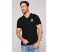 V-Shirt CAMP DAVID, Herren, Gr. S, schwarz, Single Jersey, Material: 95% Baumwolle, 5% Elasthan, unifarben, regular fit normal, V-Ausschnitt, eingesetzt gerader Abschluss, Shirts, mit Elasthan-Anteil 