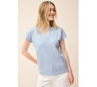 CECIL Damen B323537 Gestreifte Strukturshirt, Deep Pastel Blue, L
