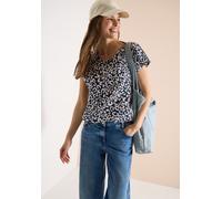 V-Shirt CECIL, Damen, Gr. M (40), blau (urban dunkelblau), Stoff, 50% Modal, 50% Baumwolle, comfort fit normal, V-Ausschnitt, abgesteppt, Shirts, Jersey (78188559-M) urban dunkelblau