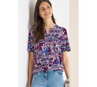 V-Shirt CECIL, Damen, Gr. M (40), deep plum, Web, 100% Baumwolle, gemustert, comfort fit normal, Rundhals, normaler Saum, Shirts, mit Flammgarn (89043153-M) deep plum