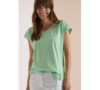 V-Shirt CECIL, Damen, Gr. M (40), grün (juicy lime), Web, 80% Baumwolle, 20% Polyester, gestreift, comfort fit normal, V-Ausschnitt, normaler Saum, Shirts, mit Cut-Out Detail (50409754-M) juicy lime