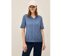 V-Shirt CECIL, Damen, Gr. XXL (46), blau (urban navy blau), Web, 100% Baumwolle, unifarben, normal normal, V-Ausschnitt, Bündchen, Shirts, aus reiner Baumwolle (91229506-XXL) urban navy blau