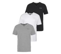 V-Shirt H.I.S, Herren, Gr. L (52/54), schwarz (schwarz, grau, weiß), Single Jersey, Obermaterial: 100% Baumwolle. Obermaterial 2: 90% Baumwolle, 10% Viskose. Obermaterial Melange: 90% Baumwolle, 10% V