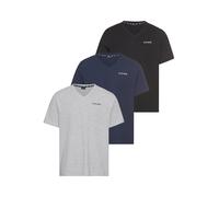 V-Shirt H.I.S, Herren, Gr. XXL (60/62), blau (schw, grau, blau), Single Jersey, Obermaterial: 100% Baumwolle. Obermaterial Melange: 90% Baumwolle, 10% Viskose, unifarben, Basic, slim fit normal, V-Aus