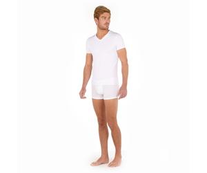 V-Shirt HOM "Tencel soft", Herren, Gr. XXL, weiß, Single Jersey, Obermaterial: 97% Lyocell, 3% Elasthan, figurbetont hüftbedeckend, V-Ausschnitt, Shirts, Kurzarm, weich, elastisch (87804510-XXL) weiß