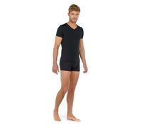 V-Shirt HOM "Tencel soft", Jungen, Gr. XXL, schwarz, Single Jersey, Obermaterial: 97% Lyocell, 3% Elasthan, figurbetont hüftbedeckend, V-Ausschnitt, Shirts, Kurzarm, weich, elastisch (73290524-XXL) sc