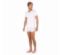 V-Shirt HOM "Tencel soft", Jungen, Gr. XXL, weiß, Single Jersey, Obermaterial: 97% Lyocell, 3% Elasthan, figurbetont hüftbedeckend, V-Ausschnitt, Shirts, Kurzarm, weich, elastisch (87804510-XXL) weiß