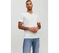 V-Shirt JACK & JONES "JJEORGANIC mit V-Ausschnitt, lässig kombinierbar, ideal für Alltag", Herren, Gr. S, weiß, Single Jersey, Obermaterial: 100% Baumwolle, unifarben, V-Ausschnitt, Shirts, unifarben,