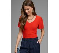 V-Shirt LAURA SCOTT, Damen, Gr. 48/50, rot, Single Jersey, Obermaterial: 95% Viskose, 5% Elasthan, unifarben, sehr figurbetont hüftlang, V-Ausschnitt, Flügelärmel, Shirts, mit Flügelärmeln, sehr figur