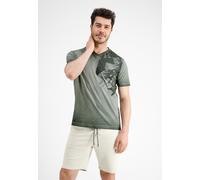 V-Shirt LERROS "LERROS V-Neck T-Shirt mit floralem Print", Herren, Gr. S, grün (chilled olive), 100% Baumwolle, Shirts V-Shirt (74993723-S)