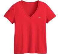 V-Shirt LEVI'S "Perfect Tee", Damen, Gr. M (38), rot (true rot), Jersey, Obermaterial: 100% Baumwolle, Basic, figurbetont hüftlang, V-Ausschnitt, abgesteppte Kante, Shirts, mit kleinem Batwing- Logo (