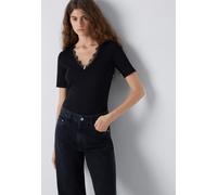 V-Shirt MAVI "FASHION JERSEY", Damen, Gr. L, schwarz, 95% Baumwolle, 5% Elastan, figurbetont normal, V-Ausschnitt, Shirts, Spitzen Top (78639627-L) schwarz