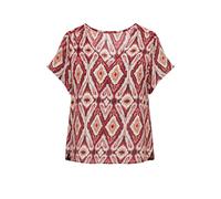 ONLY CARMAKOMA - CARBELLY MIKASI SS V-NECK TOP AOP Brick Red - Gr. - 50
