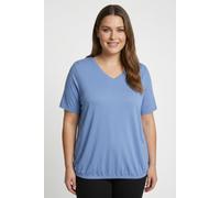 V-Shirt ONLY CARMAKOMA "CARCORAL S/S V-NECK TEE JRS", Damen, Gr. M, blau (cornflower blau), Jersey, Obermaterial: 65% Polyester, 35% Viskose, unifarben, regular fit normal, V-Ausschnitt, Shirts (93059