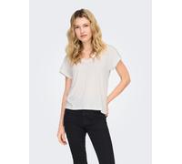 V-Shirt ONLY "ONLFREE LIFE S/S V-NECK LACE TOP JRS", Damen, Gr. XS, cloud dancer detail:skye lace, Jersey, Obermaterial: 70% Modal, 30% Polyester, unifarben, loose fit normal, V-Ausschnitt, Shirts, Ma