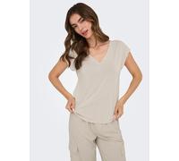 V-Shirt ONLY "ONLFREE S/S MOD.V-NECK TOP JRS NOOS", Damen, Gr. M (38), grau (pumice stone), Jersey, Obermaterial: 70% Modal, 30% Polyester, unifarben, regular fit normal, V-Ausschnitt, Shirts (8804655