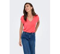 V-Shirt ONLY "ONLFREE S/S MOD.V-NECK TOP JRS NOOS", Damen, Gr. M, sugar coral, Jersey, Obermaterial: 70% Modal, 30% Polyester, unifarben, regular fit normal, V-Ausschnitt, Shirts (92682363-M) sugar co