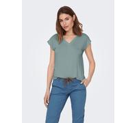 Only Top ONLFREE – Kurzarm mit V‑Ausschnitt, Loose Fit, Modal‑Mix, Schilf, Größe S