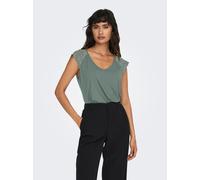 V-Shirt ONLY "ONLPETRA S/S LACE MIX TOP CS JRS", Damen, Gr. XL, grün (chinois grün), Single Jersey, Obermaterial: 95% Viskose, 5% Elasthan, unifarben, slim fit normal, V-Ausschnitt, Shirts V-Shirt, To